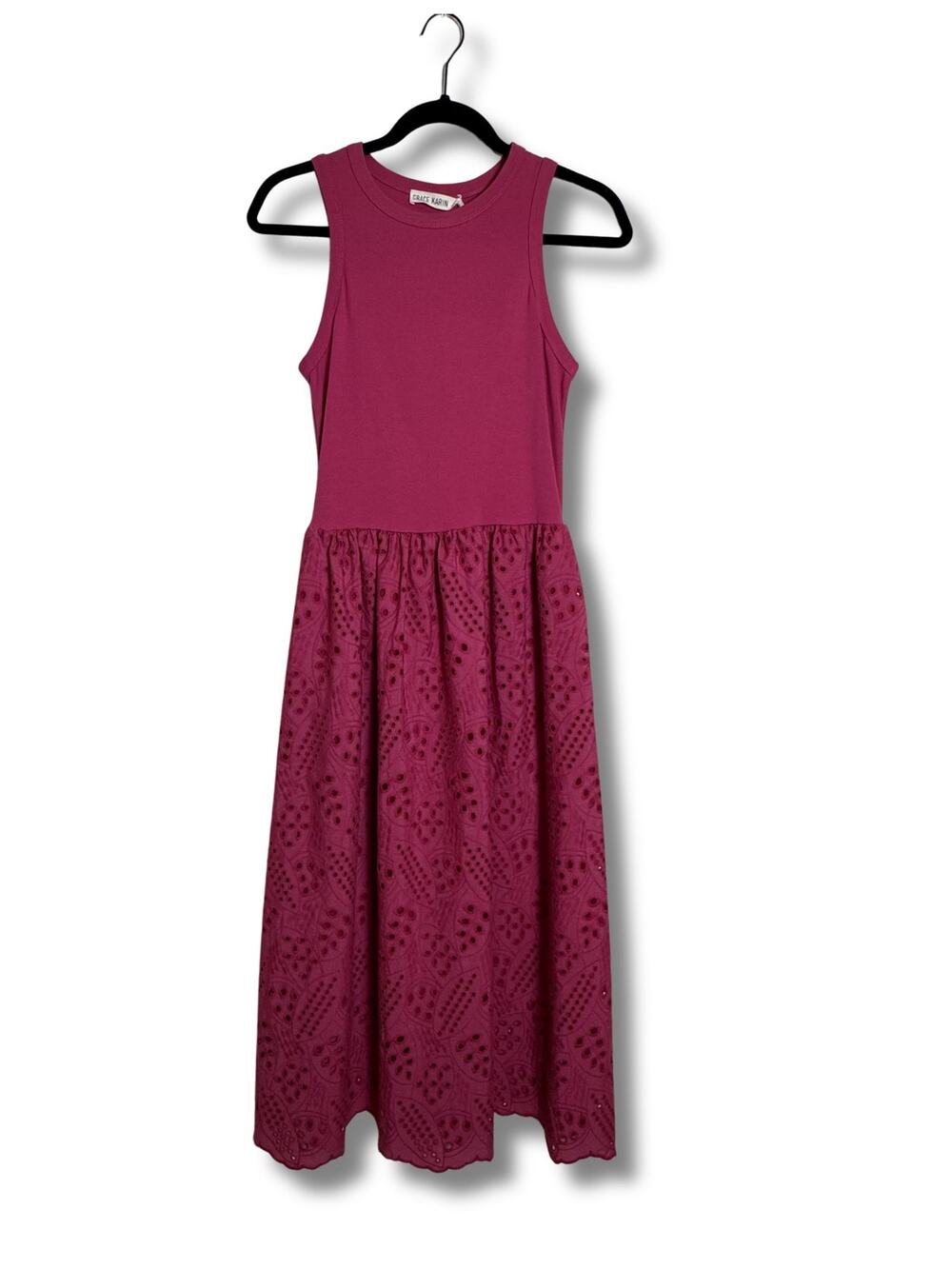 ✨New✨ Grace Karin Sleeveless Tank A Line Eyelet Lined Pocket Dress Bright Pink S